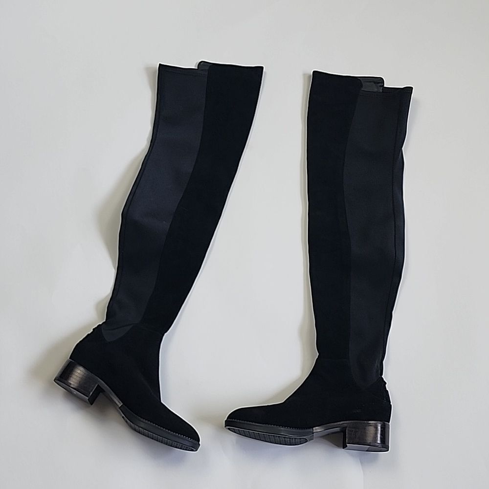 Tory Burch 5 leather over the knee suede heel boots tall pull on designer womens